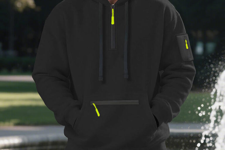 Trendy Half Zip Hoodie with Digital Printing