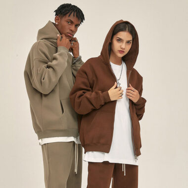 Heavyweight Baggy Cropped Zip-Up Hoodie