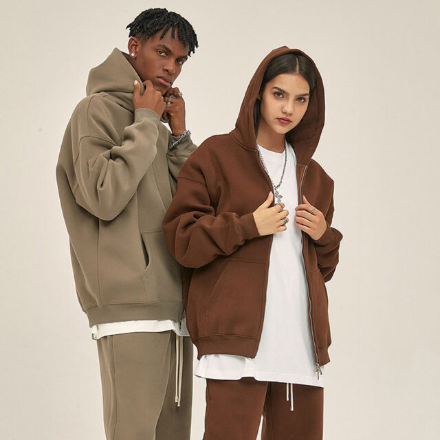 Heavyweight Baggy Cropped Zip-Up Hoodie