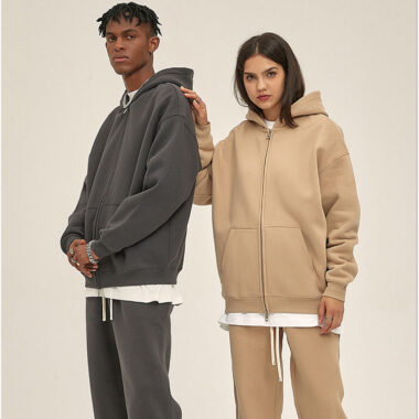 Heavyweight Baggy Cropped Zip-Up Hoodie