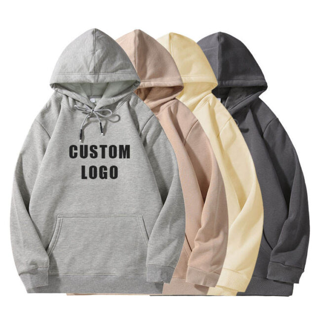 Solid Pullover Fleece Hoodie with Custom Logo
