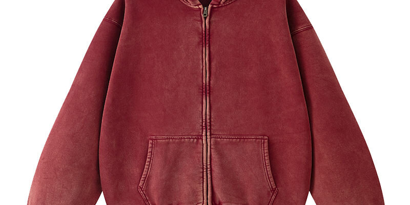 Oversized Vintage Acid Wash Zip Hoodie