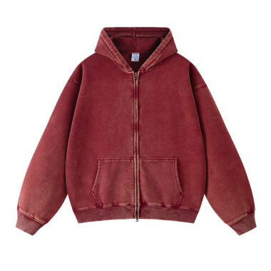 Oversized Vintage Acid Wash Zip Hoodie