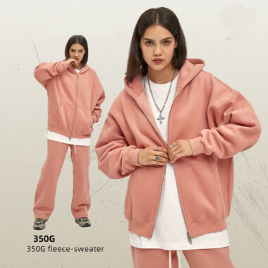 Double Zip Up Heavyweight Fleece Hoodie