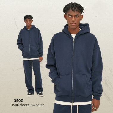 Double Zip Up Heavyweight Fleece Hoodie