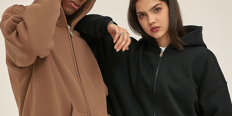 Double Zip Up Heavyweight Fleece Hoodie