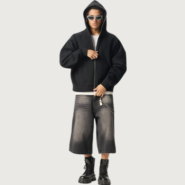 Full-Zip Square-Shaped Hoodie