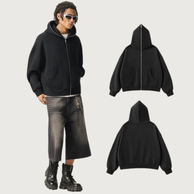 Full-Zip Square-Shaped Hoodie