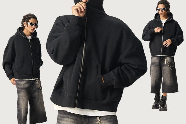 Full-Zip Square-Shaped Hoodie