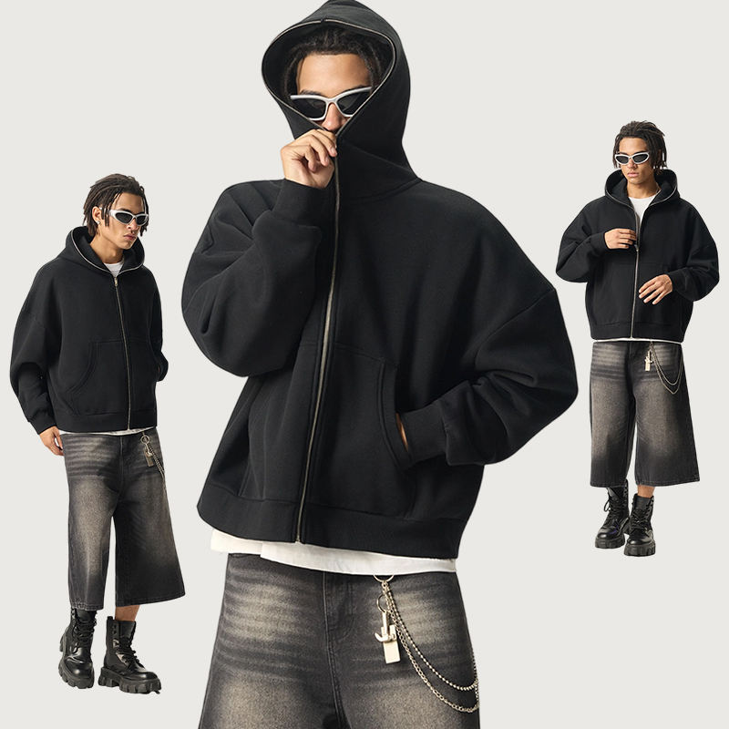 Full-Zip Square-Shaped Hoodie
