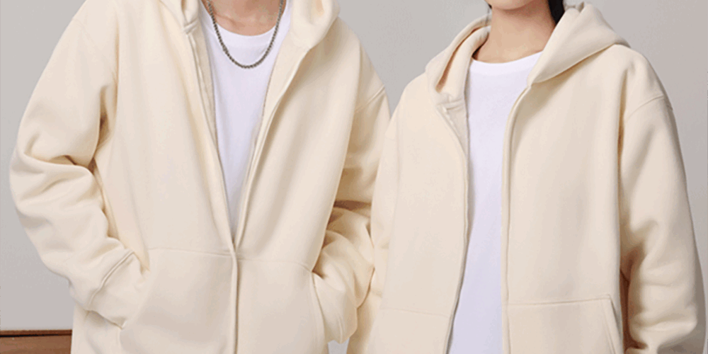 Zip-Up Sweatshirt Men with Cotton Bubble Print