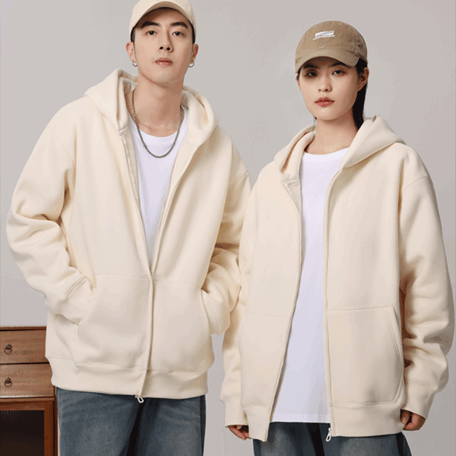 Zip-Up Sweatshirt Men with Cotton Bubble Print