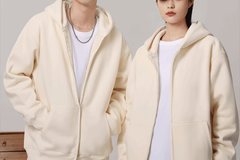 Zip-Up Sweatshirt Men with Cotton Bubble Print