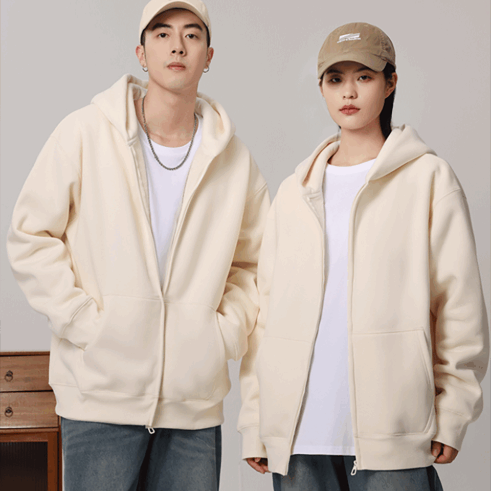 Zip-Up Sweatshirt Men with Cotton Bubble Print