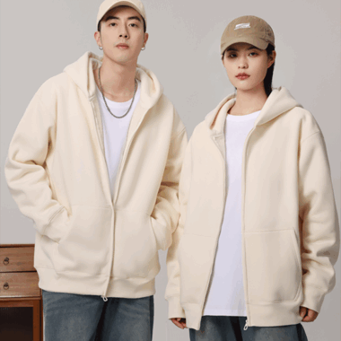 Zip-Up Sweatshirt Men with Cotton Bubble Print